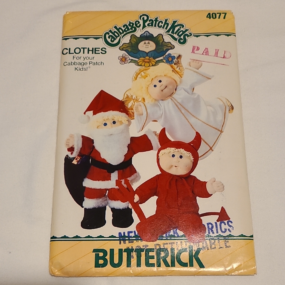 Cabbage Patch Kids Clothes Butterick Sewing Pattern 4077 Doll